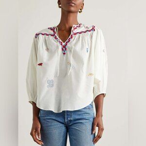 MOTHER The Breeze Embroidered Blouse M